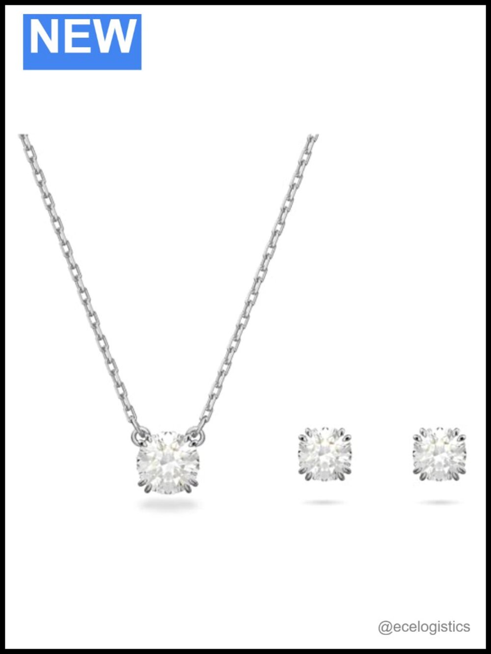 Swarovski Stilla Crystal Necklace and Earring Set Rhodium Finish